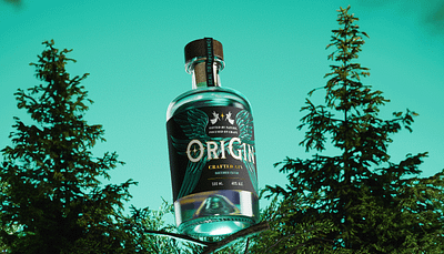 OriGin - CRAFTED GIN 3d alcohol bottle bottle design branding cgi bottle drinks gin graphic design label design packaging