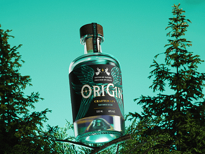 OriGin - CRAFTED GIN 3d alcohol bottle bottle design branding cgi bottle drinks gin graphic design label design packaging