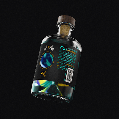 OriGin - CRAFTED GIN alchemy alchohol alcohol branding angelic bottle design branding gin label label design packaging packaging design turqoise