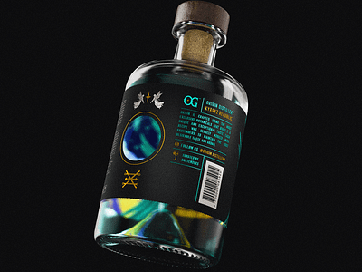 OriGin - CRAFTED GIN alchemy alchohol alcohol branding angelic bottle design branding gin label label design packaging packaging design turqoise