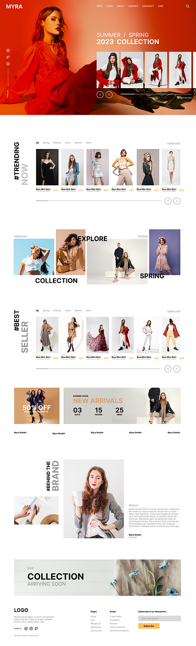 Myra Clothing Brand - Website UI Design modern design