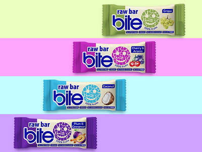 Packaging design Raw bar - Bite brand chocolate food label packaging design