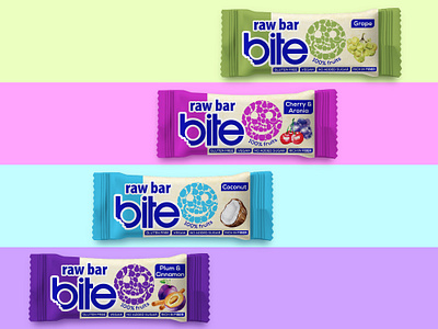 Packaging design Raw bar - Bite brand chocolate food label packaging design
