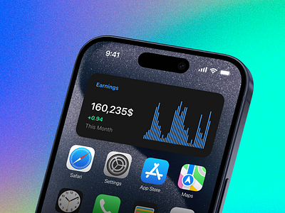 iOS Mobile Widgets for Light & Dark Theme analytics app blue dark light mobile ui ux widget