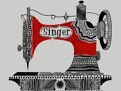 Singer Sewing Machine 3d animation art for sellin branding design inspiration detailed art digital art digital illustration digital print graphic design illustration logo motion graphics original style poster style retro style trending design ui vintage objects illustration vintage style