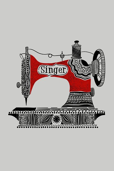 Singer Sewing Machine 3d animation art for sellin branding design inspiration detailed art digital art digital illustration digital print graphic design illustration logo motion graphics original style poster style retro style trending design ui vintage objects illustration vintage style