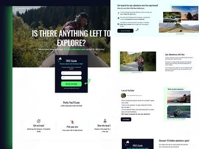 A Lead generation page for a YouTuber adventure copy copy for youtubers design design for youtubers dribble figma landing page lead capture lead capture forms lead generation lead page marketing travel visual design youtuber