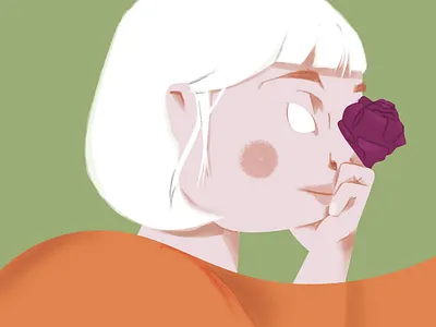 Delicate/dedicated cheekbones delicated design editorial face fashion flower gracious green illustration orange rose side style white