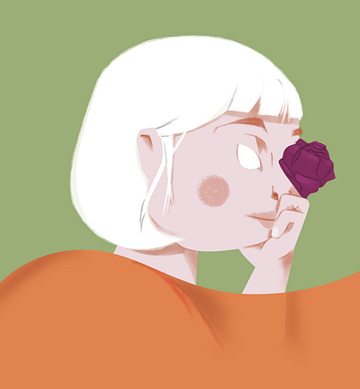 Delicate/dedicated cheekbones delicated design editorial face fashion flower gracious green illustration orange rose side style white