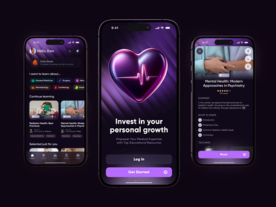 Educational Medical Mobile App 3d animation digitallearning e learning figma figmadesign healthcare healthtech illustration learningapp medical medicaleducation medstudent mobileapp motion graphics studyresources studytools ui ui design ux