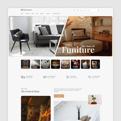 Pixel Store creative landing page e commerce webpage furniture landing page furniture website ui design web design