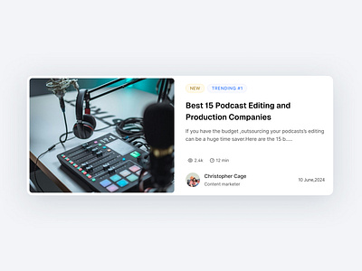 Single element from a blog aestheticdesign blog card cleandesign cleanlayout component design designer element minimalisticdesign podcastingblogs seperatelement singleelement ui uidesign uiux usercentricdesign userinterface ux uxdesign