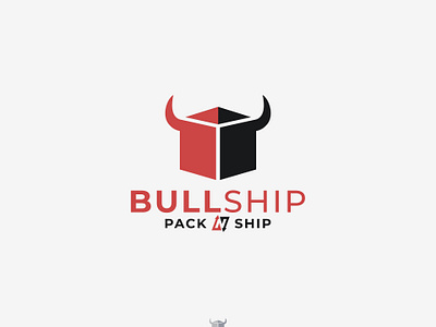 BULLSHIP Pack N Ship Logo box branding bull diliver graphic design identity logo packing shipping vector