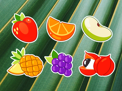 POP Bolivia - Fruit Illustrations apple badge branding design fruit illustration fruit stickers fruits fruits illustrations grape graphic design guarana illustration logo mandarine orange pineapple strawberry typography vector