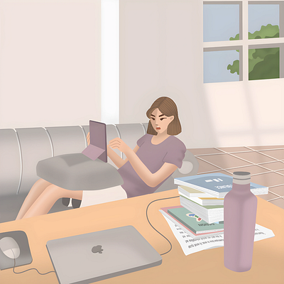 On the brink of task-induced chaos 🔥 analyis angry apple art chaos digital art digital illustration frustated girl headache home house illustration ipad mouse notebook purple task tasks tumbler