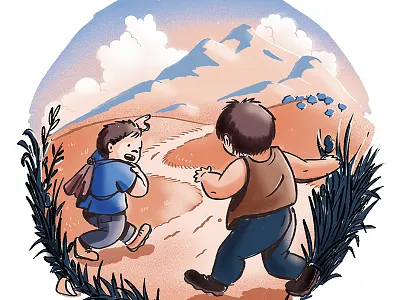 To the top! illustration kid kidboook mountain procreate