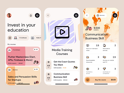 Online education - App design app design college e learning education learning learning platform mobile design online class online course online education school ui university ux