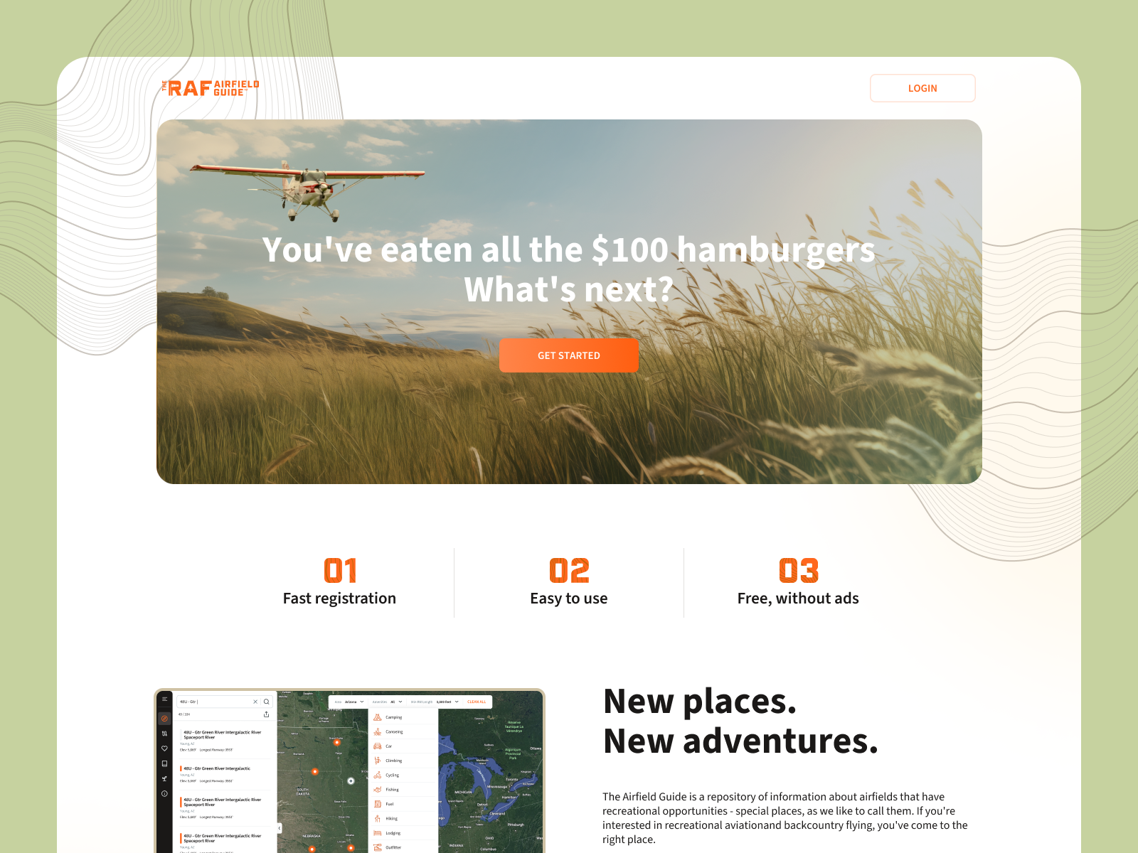 Landing page | The Airfield Guide airfield airlines airplane data fly guide landing app landing page map mockup monitoring pilot plane plane guide product design raf runway ui design user interface uxui