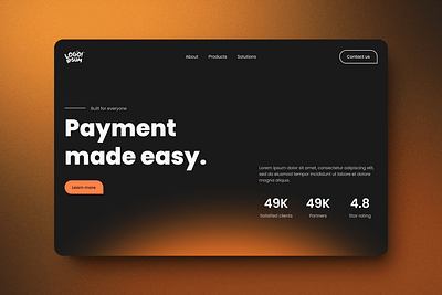 Fintech - Landing page UI Design dark mode design dark mode ui design ecommerce finance fintech gradient graphic design hero section landing page payments saas ui ux web design website website design