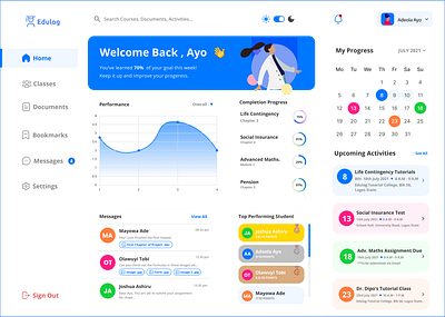 Ed-Tech Dashboard - UI Design app branding design graphic design illustration logo typography ui ux vector