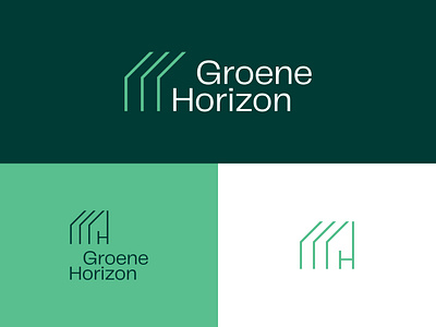 Groene Horizon Logo Concept 1 ai brand branding chatgpt concept green living logo minimalistic real estate workspaces