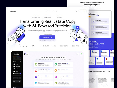 Real Estate Marketing with AI | Website and Web App design ai ai powered ai tool content landing page marketing marketing ai real estate saas social media content text ai tool uiux web app website