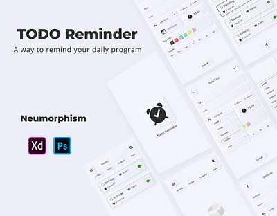 TODO Reminder app appdesign branding figma mobile app neumorphism reminder responsive task todo todolist ui ux xd