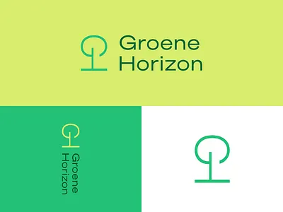 Groene Horizon Logo Concept 2 ai brand branding chatgpt concept green living logo minimalistic real estate workspaces