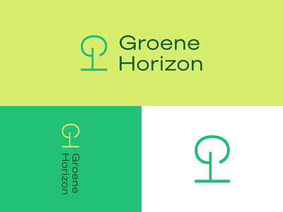 Groene Horizon Logo Concept 2 ai brand branding chatgpt concept green living logo minimalistic real estate workspaces