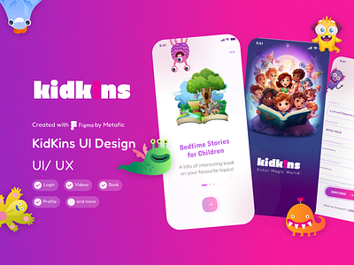 Kids Story App UI/UX Design animation appdesign design graphic design hire designer illustration logo metafic metafic design mobileapp ui ux website