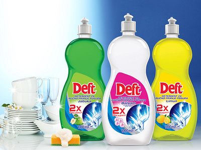 Dishwashing Liquid Label - Deft brand graphic design label packaging design