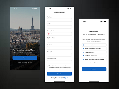 Sign up - Hotel Mobile App accountcreation design figma iphone landingscreen signin signup ui