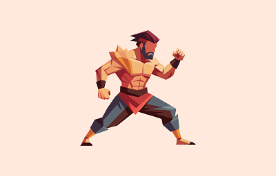 Fighter Lowpoly Illustration faceless fighter fighter illustration flat flat illustration graphic design illustration lowpoly mortal combat ui vector