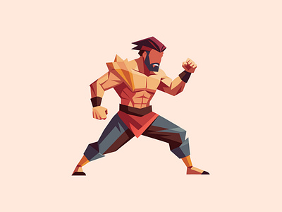 Fighter Lowpoly Illustration faceless fighter fighter illustration flat flat illustration graphic design illustration lowpoly mortal combat ui vector