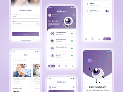 Eye Exercise App UI UX app design branding design graphic design illustration logo typography ui ux vector