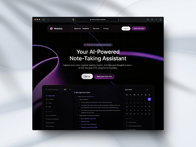 Website Design exploration for an AI Note-taking solution ai design design process note saas ui uiux ux website website design