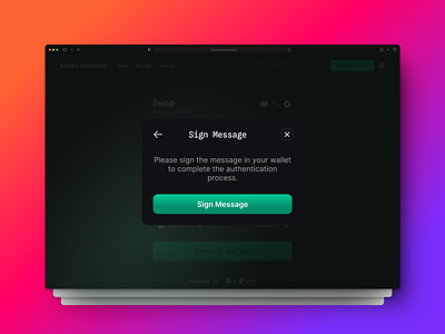 A modal to sign message in crypto wallet for an omnichain Dex bitcoin connect walet crypto crypto assets crypto wallet cryptocurrencie dcentralized exchanges design dex digital assets ethereum layer 3 omnichain onchain sign message uiux web 3 design web3 webapp