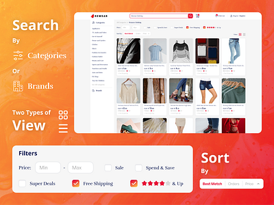 Search Options Template app branding brigit.dev design feature filters graphic design illustration logo options rewear saas search search options sort template ui ux vector view