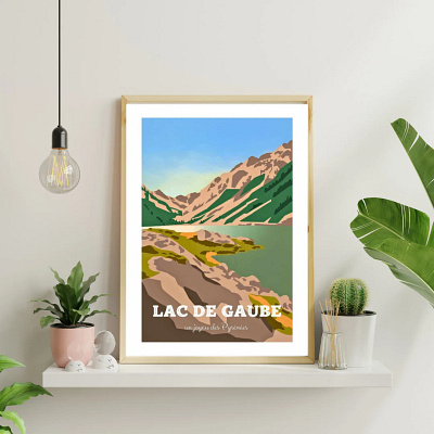 Affiche Lac de Gaube affiche dessin lac marcel