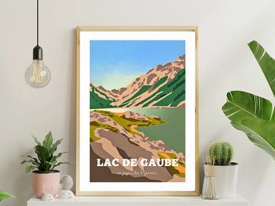 Affiche Lac de Gaube affiche dessin lac marcel