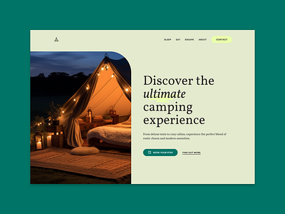 Design for a luxury camping website camping campsite interface landing page marketing site web web design webflow website