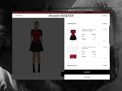 Alexander McQueen | Shopping Cart – Redesign Concept alexander mcqueen brand design branding company couturier design designer fashion figma homepage interface mcqueen product redesign concept style ui uiux user interface web design website design