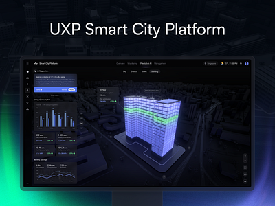 UXP Smart City Platform 3d ai animation cameras carbonemissions energy esg healthcare iot lighting patient smartbuilding smartcity smartroads surveillance sustainability tracking traffic ui ux