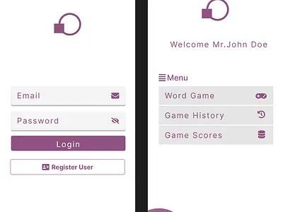 login and menu initials graphic design ui