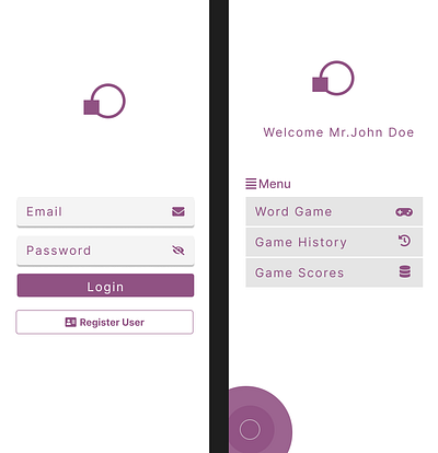 login and menu initials graphic design ui