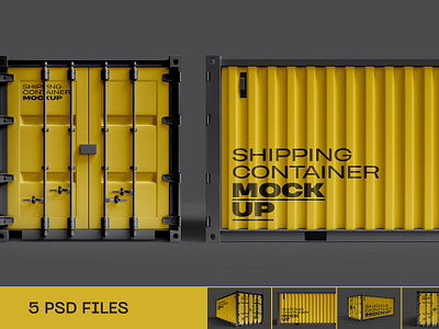 Shipping Container Mockup box branding cargo container container ship delivery design export freight front isolated metal mockup ship shipment shipping shipping container side storage template