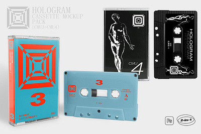 Cassette Mockup Pack (CMU3+4) 80s cassette cassette mockup cassette tape mockup retro tape vintage