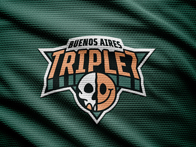 Triple7 Basketball logo badge basketball branding illustration knicks lettering logo new york skull smile