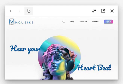 "Mousike" Music Instrument store landing page animation 3d animation branding graphic design logo motion graphics ui