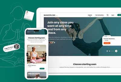 WANDERLINK Online Classes Platform body classes dashboard health marketplace online payment platform ui ux yoga